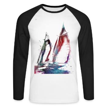 Sailing sport art #sailing - Unisex Long Sleeve Baseball T-Shirt - white/black - Front - Nik (191cm)
