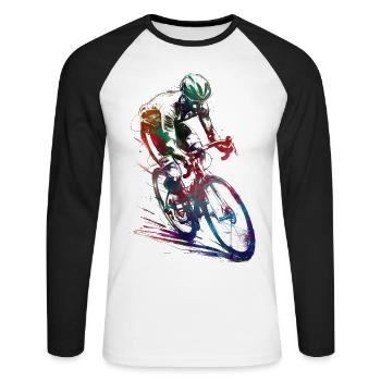 Cycling #cycling #sport #bike - Unisex Long Sleeve Baseball T-Shirt - white/black - Front - Nik (191cm)
