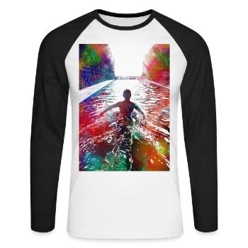 Swimming sport art #swimmer #sport - Unisex Long Sleeve Baseball T-Shirt - white/black - Front - Nik (191cm)