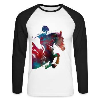 Horse Rider #rider #horse #sport - Unisex Long Sleeve Baseball T-Shirt - white/black - Front - Nik (191cm)