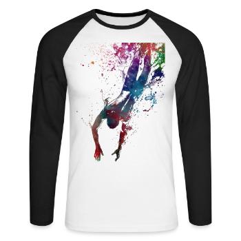 Sport de natation #swimmer #sport - T-shirt baseball manches longues Homme - blanc/noir - Devant - Nik (191cm)