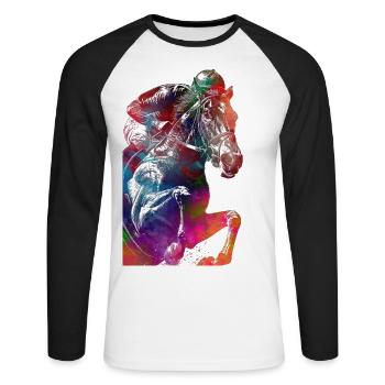 Horse Rider #rider #horse #sport - Unisex Long Sleeve Baseball T-Shirt - white/black - Front - Nik (191cm)