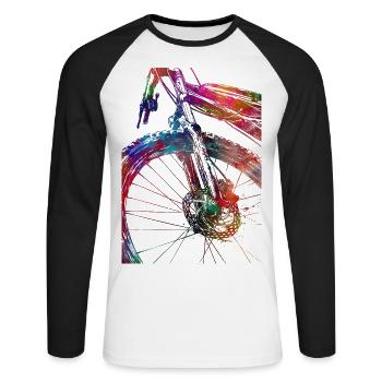 Cycling #cycling #sport #bike - Unisex Long Sleeve Baseball T-Shirt - white/black - Front - Nik (191cm)