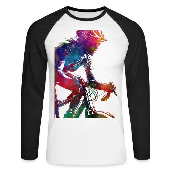 Cycling #cycling #sport #bike - Unisex Long Sleeve Baseball T-Shirt - white/black - Front - Nik (191cm)