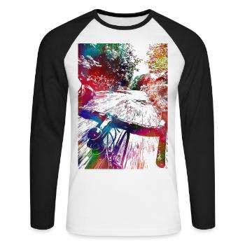Cycling #cycling #sport #bike - Unisex Long Sleeve Baseball T-Shirt - white/black - Front - Nik (191cm)