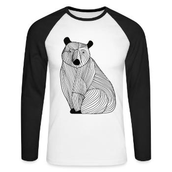 Lines art animal bear - Unisex Long Sleeve Baseball T-Shirt - white/black - Front - Nik (191cm)