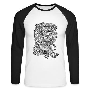 Lines art lion #lion - Unisex Long Sleeve Baseball T-Shirt - white/black - Front - Nik (191cm)