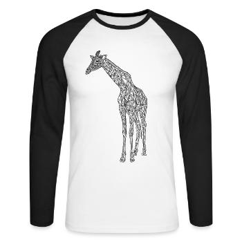 Giraffe art lines #giraffe - Unisex Long Sleeve Baseball T-Shirt - white/black - Front - Nik (191cm)