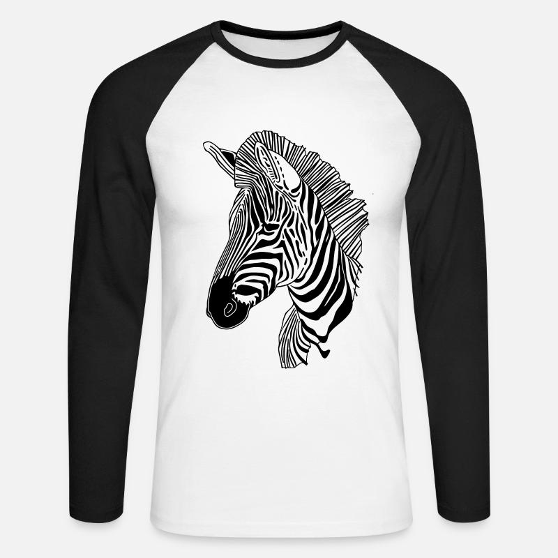 Linien Kunst Zebra #zebra - Unisex Baseballshirt langarm - Weiß/Schwarz