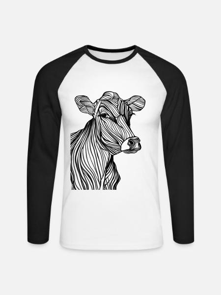 Art Lines #cow - Unisex Baseballshirt langarm - Weiß/Schwarz