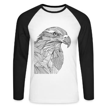 Lines art eagle #eagle - Unisex Long Sleeve Baseball T-Shirt - white/black - Front - Nik (191cm)