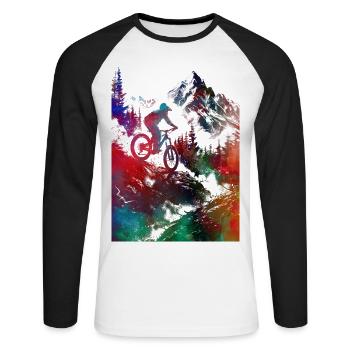 Cycling #cycling #sport #bike - Unisex Long Sleeve Baseball T-Shirt - white/black - Front - Nik (191cm)