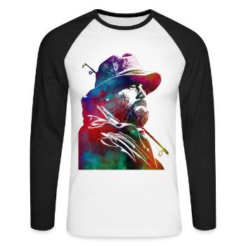 Fishing sport art #fishing - Unisex Long Sleeve Baseball T-Shirt - white/black - Front - Nik (191cm)