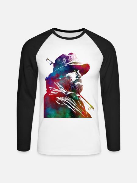Angelsport Kunst #fishing - Unisex Baseballshirt langarm - Weiß/Schwarz