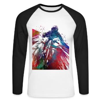 Motor racing #motor #sport - Unisex Long Sleeve Baseball T-Shirt - white/black - Front - Nik (191cm)