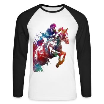 Horse Rider #rider #horse #sport - Unisex Long Sleeve Baseball T-Shirt - white/black - Front - Nik (191cm)
