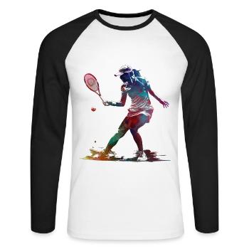 Tennis player sport art #tennis #sport - Unisex Long Sleeve Baseball T-Shirt - white/black - Front - Nik (191cm)
