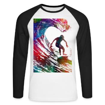 Surfer sport art #surfer #sport - Unisex Long Sleeve Baseball T-Shirt - white/black - Front - Nik (191cm)