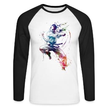 Taekwondo sport art #sport #taekwondo - T-shirt baseball manches longues Homme - blanc/noir - Devant - Nik (191cm)