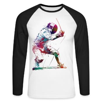 Fencing sport art #fencing #sport - Unisex Long Sleeve Baseball T-Shirt - white/black - Front - Nik (191cm)