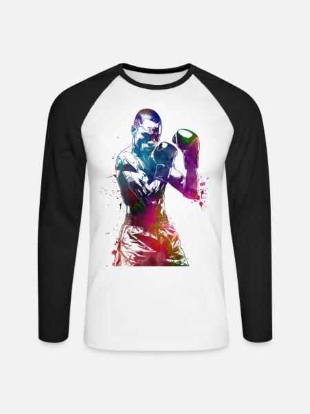 Boxsport #boxing - Unisex Baseballshirt langarm - Weiß/Schwarz