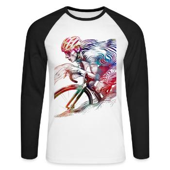 Cycling Bike sport art #cycling - Unisex Long Sleeve Baseball T-Shirt - white/black - Front - Nik (191cm)