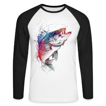 Fishing sport art #fishing - Unisex Long Sleeve Baseball T-Shirt - white/black - Front - Nik (191cm)