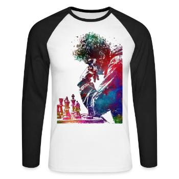 Chess sport art #chess #sport - Unisex Long Sleeve Baseball T-Shirt - white/black - Front - Nik (191cm)