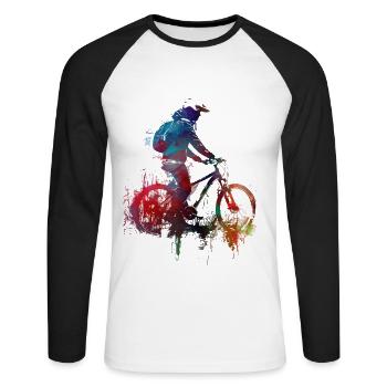 Citybike Sport Kunst #bike - Unisex Baseballshirt langarm - Weiß/Schwarz - Vorne - Nik (191cm)