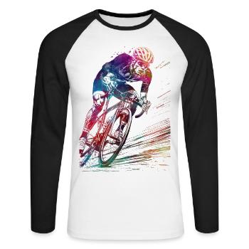 Radfahren Radsport Artikel #cycling #sport #biking - Unisex Baseballshirt langarm - Weiß/Schwarz - Vorne - Nik (191cm)
