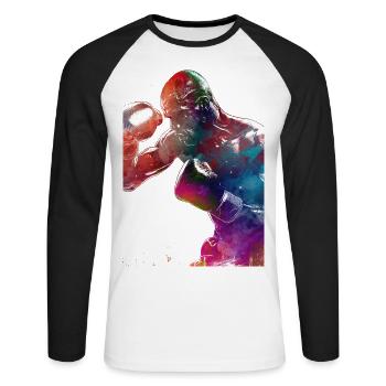 Boxing sport #boxing - Unisex Long Sleeve Baseball T-Shirt - white/black - Front - Nik (191cm)