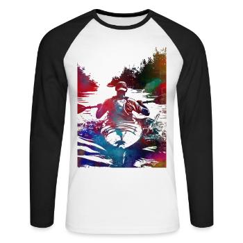 Art sportif du kayak#kayak - T-shirt baseball manches longues Homme - blanc/noir - Devant - Nik (191cm)