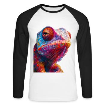 Chameleon - Unisex Long Sleeve Baseball T-Shirt - white/black - Front - Nik (191cm)