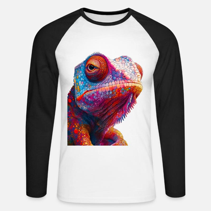 Chamäleon - Unisex Baseballshirt langarm - Weiß/Schwarz