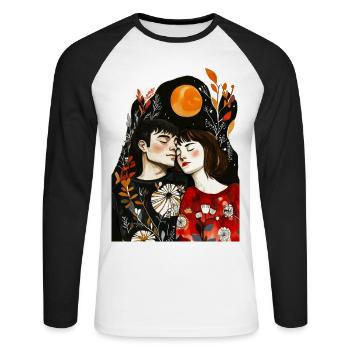L’amour est partout - T-shirt baseball manches longues Homme - blanc/noir - Devant - Nik (191cm)