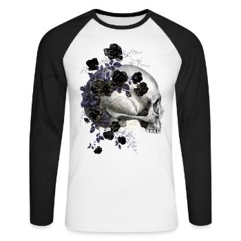 Night Flowers Gothik Goth Skull Death Skull Punk - Unisex Long Sleeve Baseball T-Shirt - white/black - Front - Nik (191cm)