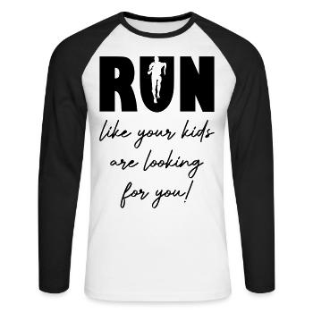 Running - Unisex Long Sleeve Baseball T-Shirt - white/black - Front - Nik (191cm)