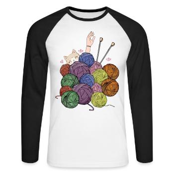 I'm Ok Crochet & Knitting Funny crochet knitting - Unisex Long Sleeve Baseball T-Shirt - white/black - Front - Nik (191cm)