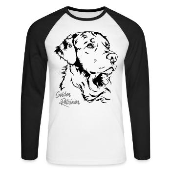 GOLDEN RETRIEVER Portrait Wilsigns - Unisex Baseballshirt langarm - Weiß/Schwarz - Vorne - Nik (191cm)