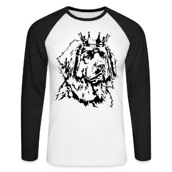 LEONBERGER Krone Chiens Wilsigns - T-shirt baseball manches longues Homme - blanc/noir - Devant - Nik (191cm)