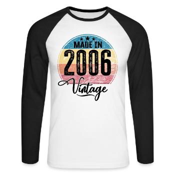 Vintage Made in 2006 Geburtsjahr 2006 Geburtstag - Unisex Baseballshirt langarm - Weiß/Schwarz - Vorne - Nik (191cm)