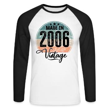 Vintage Made in 2006 Geburtsjahr 2006 Geburtstag - Unisex Baseballshirt langarm - Weiß/Schwarz - Vorne - Nik (191cm)