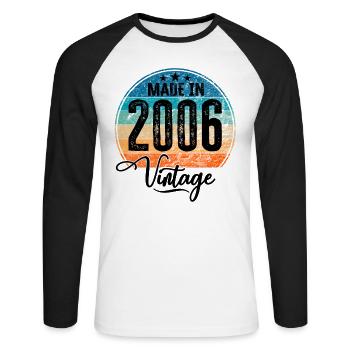Vintage Made in 2006 Geburtsjahr 2006 Geburtstag - Unisex Baseballshirt langarm - Weiß/Schwarz - Vorne - Nik (191cm)