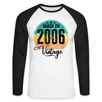 Vintage Made in 2006 Geburtsjahr 2006 Geburtstag - Unisex Baseballshirt langarm - Weiß/Schwarz - Vorne - Nik (191cm)