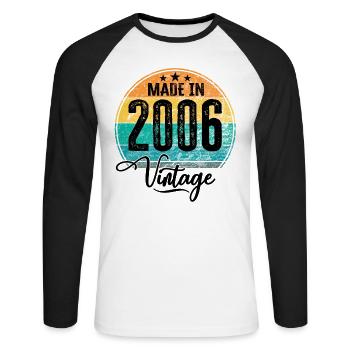 Vintage Made in 2006 Geburtsjahr 2006 Geburtstag - Unisex Baseballshirt langarm - Weiß/Schwarz - Vorne - Nik (191cm)