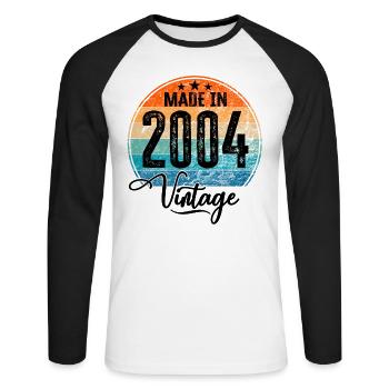 Vintage Made in 2004 Geburtsjahr 2004 Geburtstag - Unisex Baseballshirt langarm - Weiß/Schwarz - Vorne - Nik (191cm)