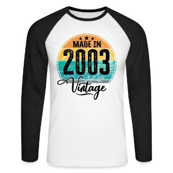 Vintage Made in 2003 Year of birth 2003 Birthday - Unisex Long Sleeve Baseball T-Shirt - white/black - Front - Nik (191cm)