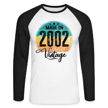 Vintage Fabriqué en 2002 Année de naissance 2002 Anniversaire - T-shirt baseball manches longues Homme - blanc/noir - Devant - Nik (191cm)