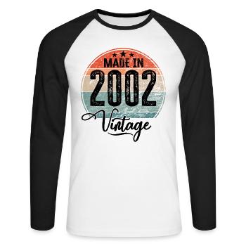 Vintage Fabriqué en 2002 Année de naissance 2002 Anniversaire - T-shirt baseball manches longues Homme - blanc/noir - Devant - Nik (191cm)