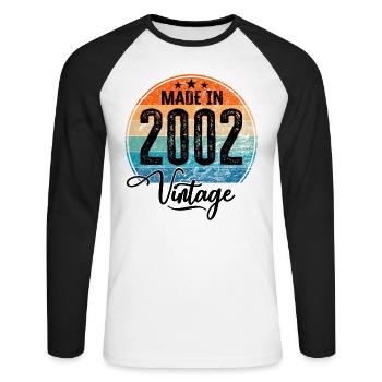 Vintage Fabriqué en 2002 Année de naissance 2002 Anniversaire - T-shirt baseball manches longues Homme - blanc/noir - Devant - Nik (191cm)